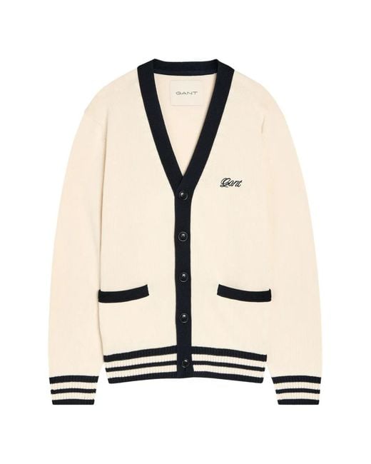 Gant Natural V-Neck Button-Up Cardigan for men