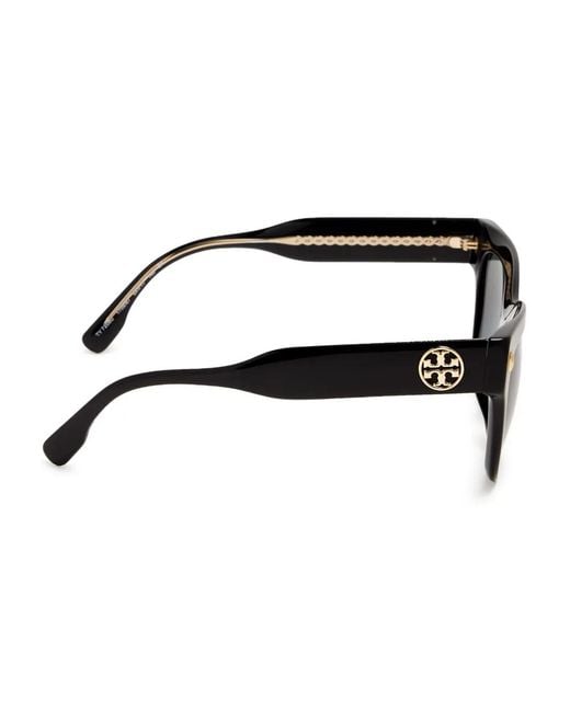 Tory Burch Black Miller Rectangle-Frame Sunglasses