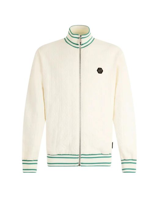 Philipp Plein White Monogram-Pattern Track Jacket for men