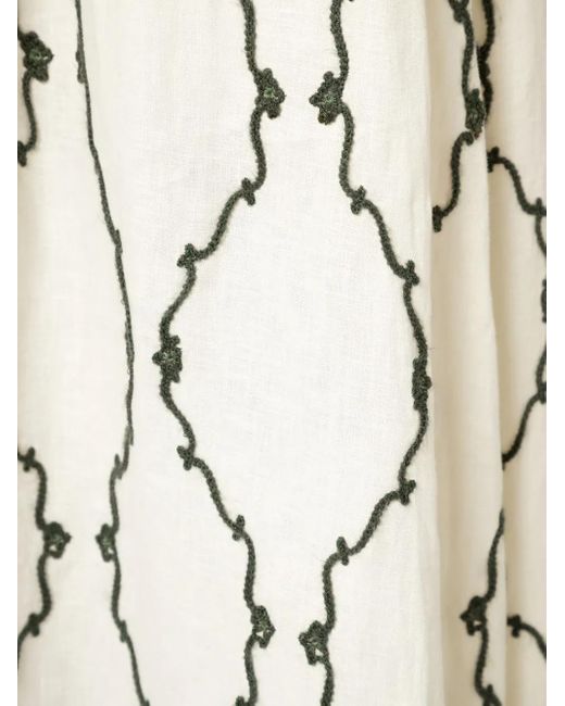 Pantalones palazzo Marea Calado con diseño bordado Agua Bendita de color White