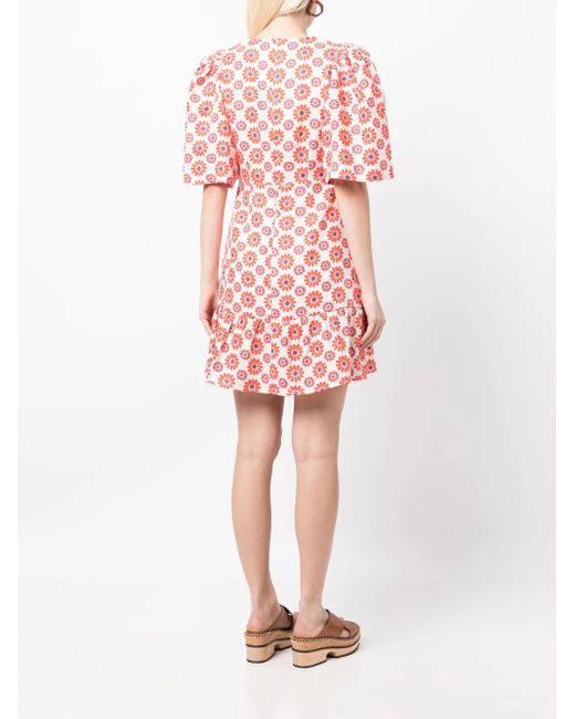 RHODE Red Mariana Floral-Print Dress
