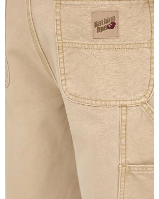 メンズ A Bathing Ape ロゴパッチ パンツ Natural