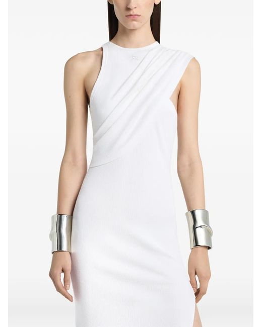 Courreges White Asymmetric Draped Dress