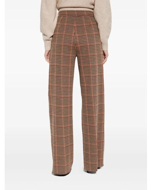 Max Mara Brown Plaid-Pattern Trousers