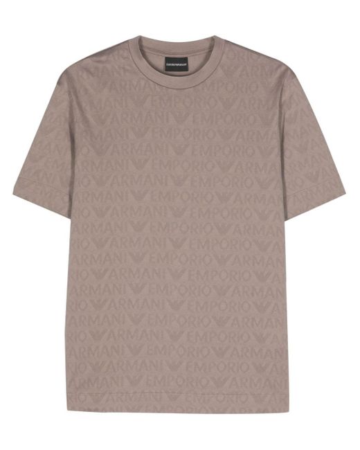 T-shirt con logo jacquard di Emporio Armani in Gray da Uomo
