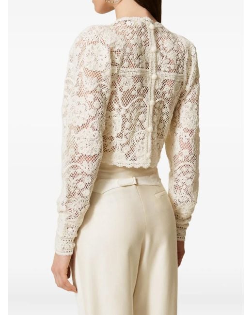 Twinset White Crochet Sweater