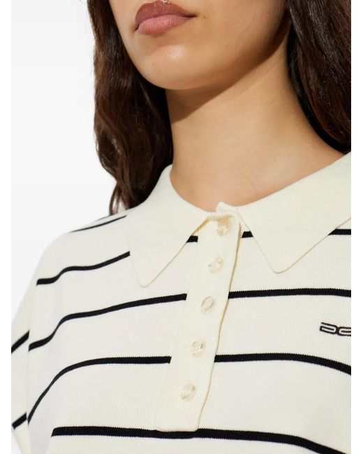 Gestuz Gray Saia Striped Short-Sleeve Polo Top