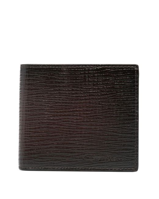 Santoni Black Logo-debossed Bi-fold Wallet for men