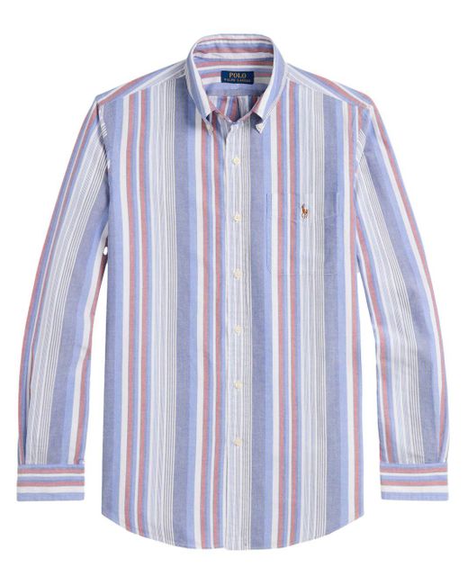 Chemise rayée à logo brodé Polo Ralph Lauren pour homme en coloris Blue