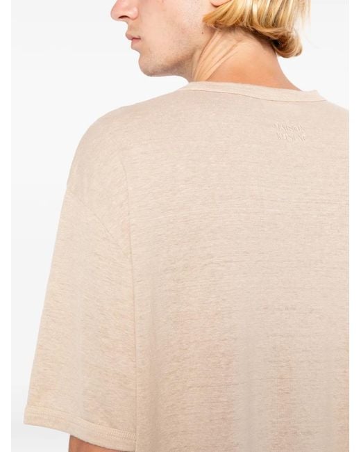 Maison Kitsuné Natural Logo-Embroidered T-Shirt for men