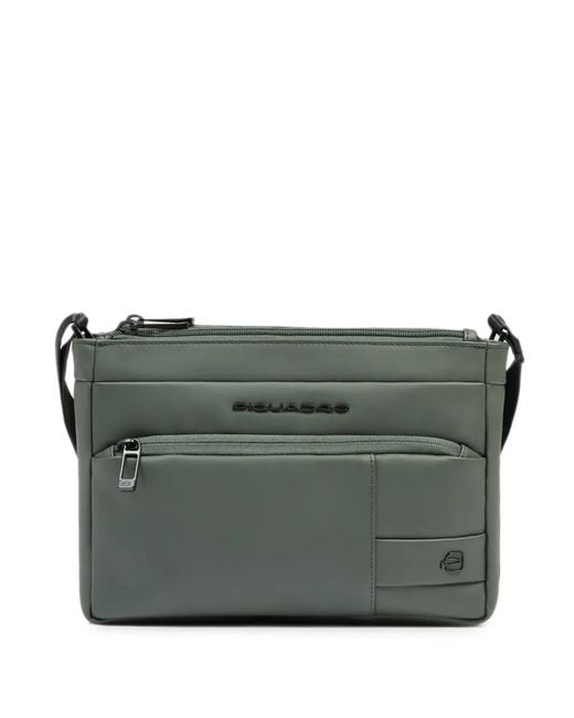 Piquadro Gray Water-Resistant Rfid-Shielded Messenger Bag for men