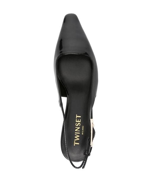 Twinset Black Pointed-Toe Slingback Pumps