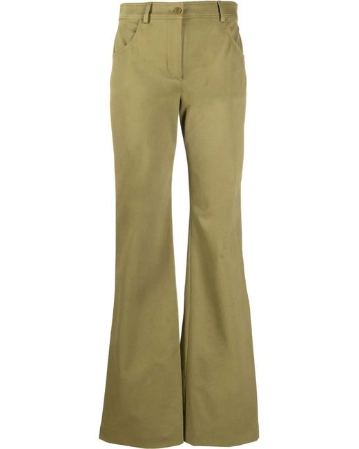 Alberta Ferretti Green High-Waisted Straight-Leg Trousers