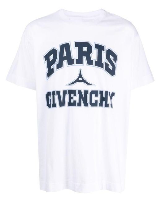 Givenchy Blue Logo-print Cotton T-shirt for men