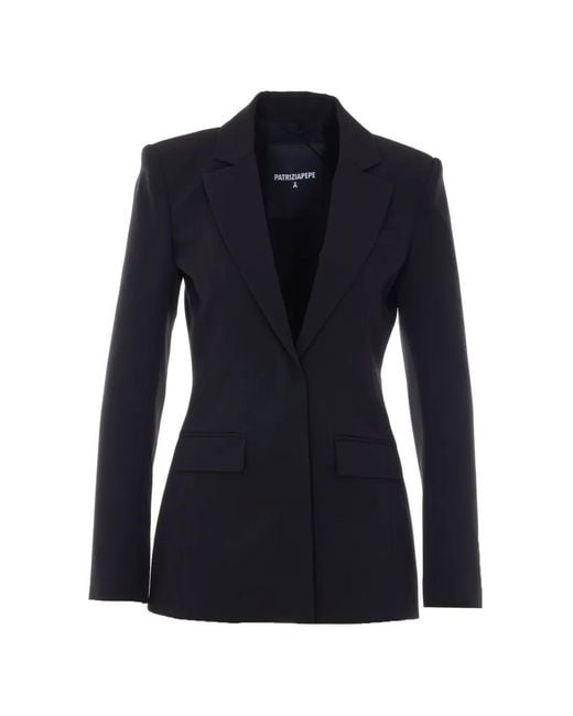 Patrizia Pepe Blue Button Flap-Pocket Blazer