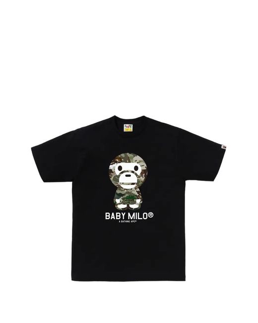 A Bathing Ape Black Baby Milo Camo-Print T-Shirt for men