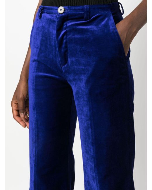 Forte Forte Blue Mid-rise Velvet Flared Trousers