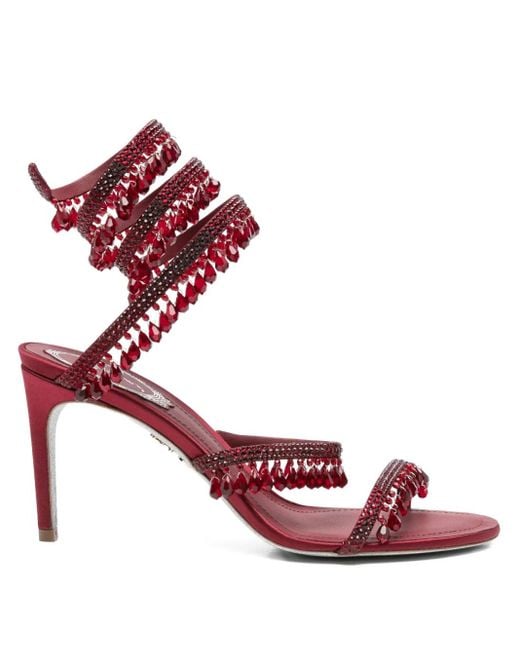 Rene Caovilla Pink 85Mm Chandelier Crystal-Embellished Sandals