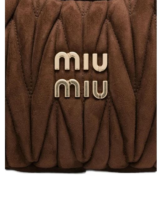 Bolso shopper Wander de matelassé Miu Miu de color Brown