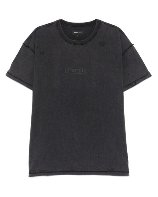Purple Brand Black Logo-Print T-Shirt for men