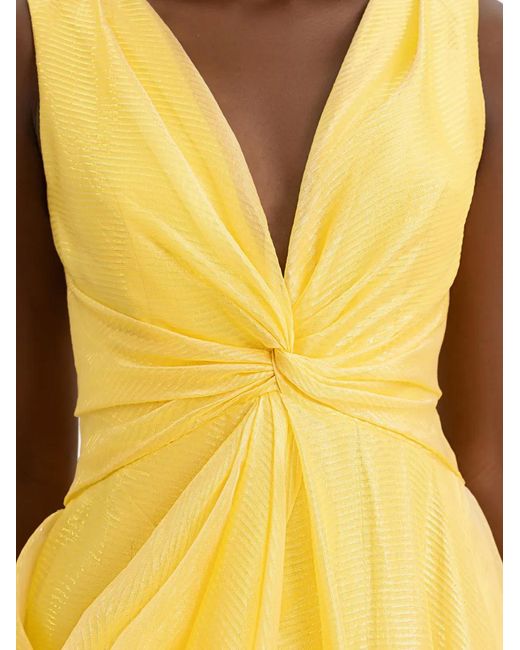 Gemy Maalouf Metallic V-Neckline Draped Maxi Dress