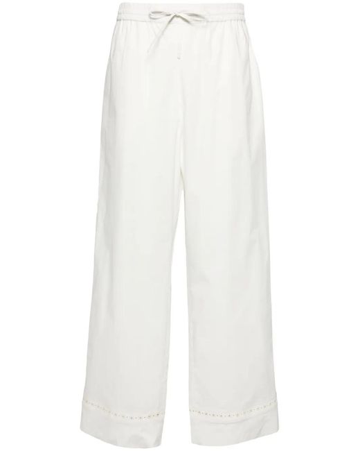 Yves Salomon White High-Waist Straight-Leg Trousers