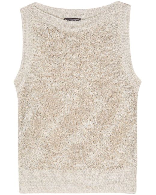 Peserico Natural Frayed Knitted Top