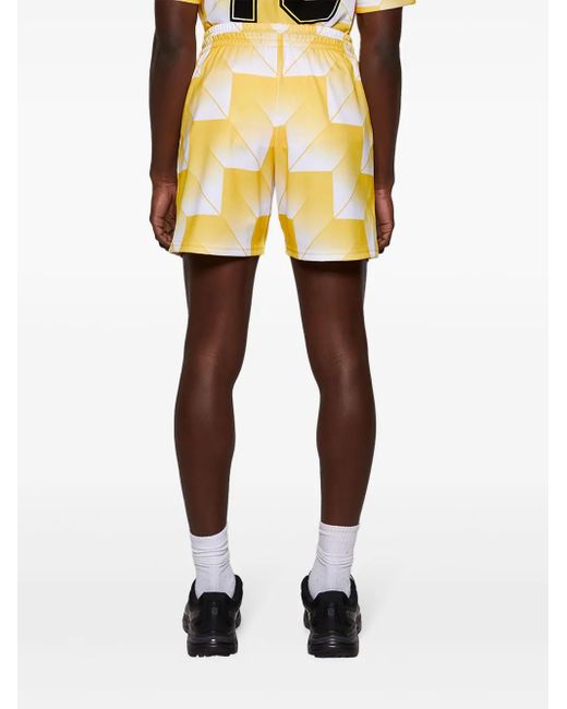 United Rivers Yellow Soccer Geometric-Print Drawstring Shorts for men