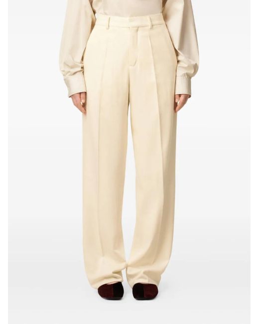 AMI Natural Wool Large-Fit Trousers