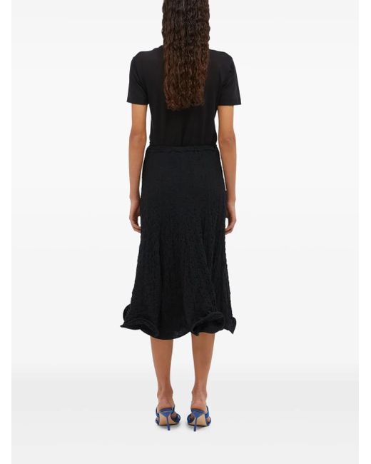 MSGM Black Crinkle-Effect Skirt