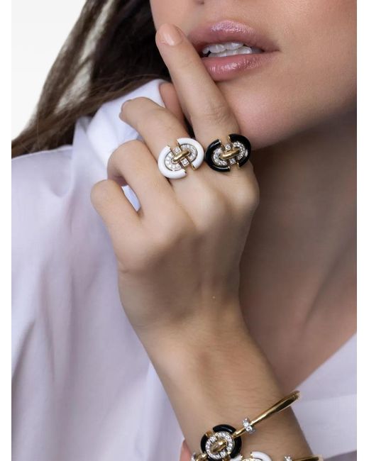 David Webb Brown Unity Diamond And Enamel Ring