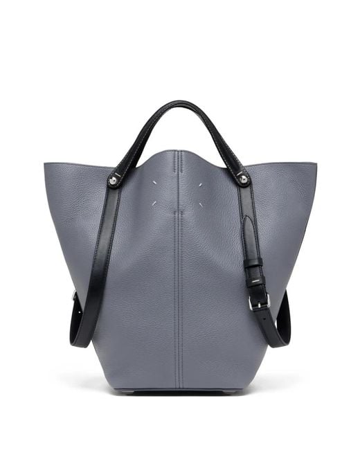 Maison Margiela Blue Sac Cabas Dress-Age En Cuir Grainé