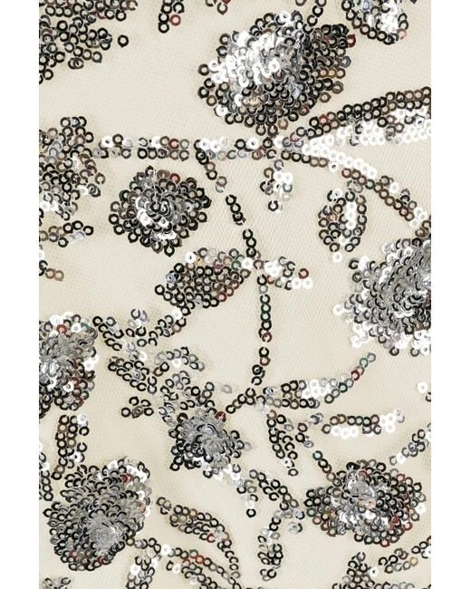 Self-Portrait White Champagne Sequinned Midi Dress