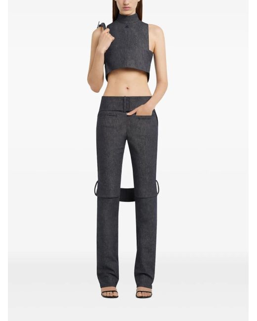 Courreges Black Mock-Neck Denim Top