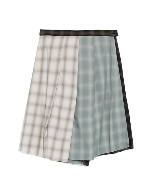 Song For The Mute Gray Patchwork Check Shorts for men