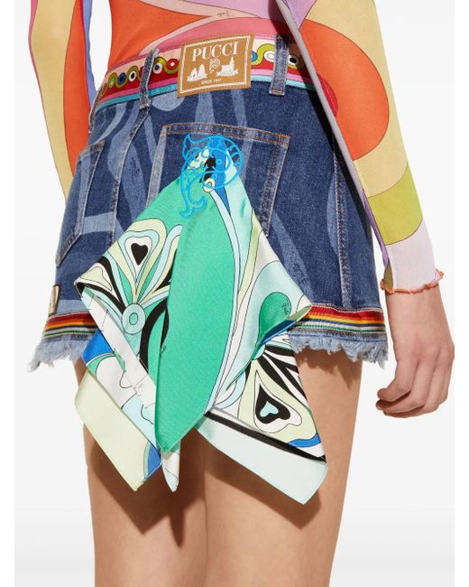 Emilio Pucci Blue Jeansrock mit Marmo-Print