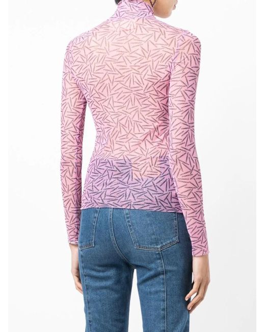 Viktor & Rolf Pink Semi-Sheer Logo-Print Top