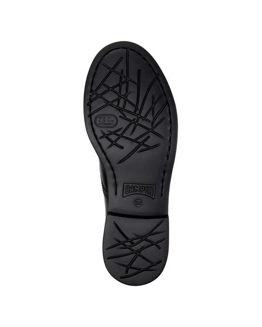 Camper Black Twins Floral-Print Leather Derby Shoes