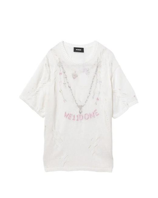we11done White Distressed T-Shirt
