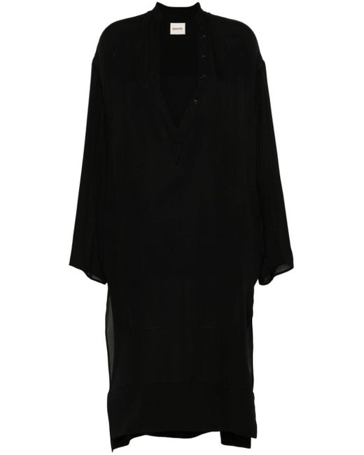 Khaite Black Brim Crepe Midi Dress