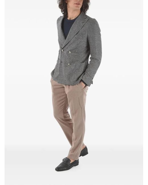Corneliani Gray Double-Breasted Linen Jacket for men