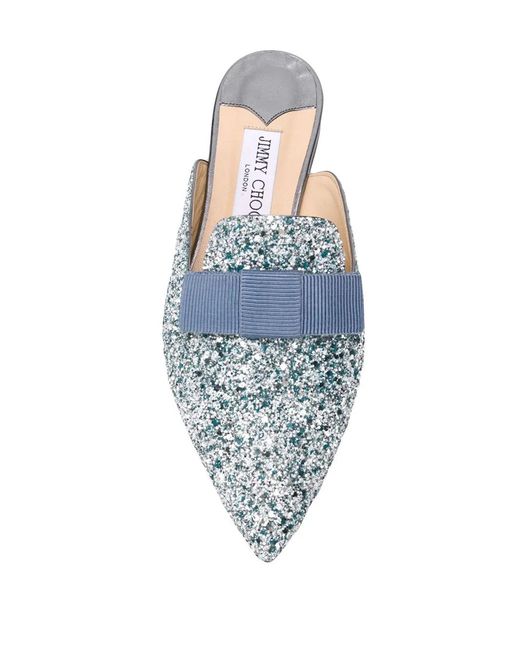 Jimmy Choo Blue Galaxy Flat Mules