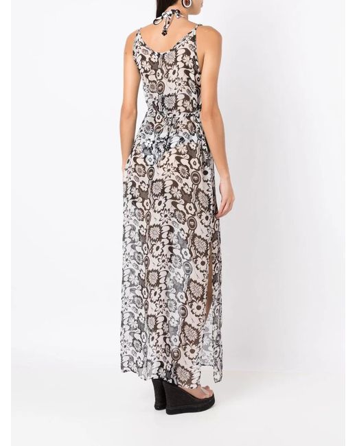 Amir Slama White Floral-Print Beach Dress