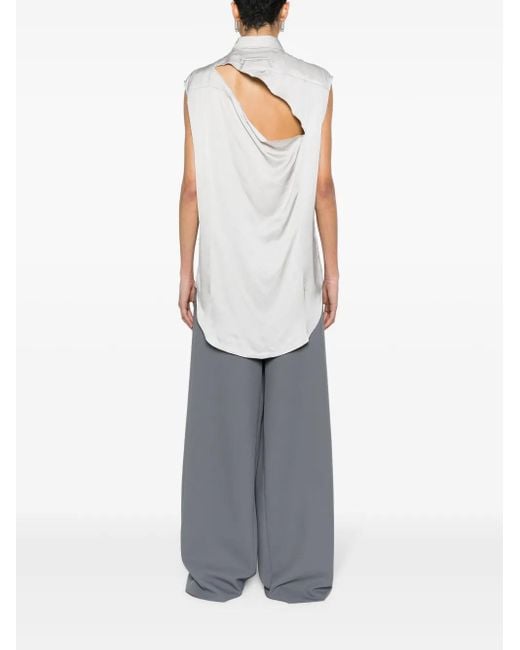 MM6 by Maison Margiela White Satinhemd Mit Geripptem Detail