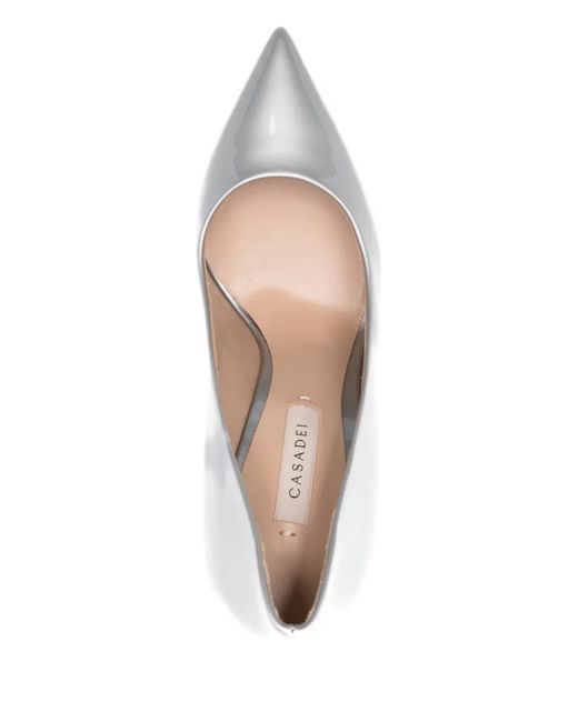 Casadei White 120Mm Pointed-Toe Pumps