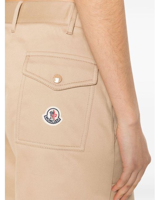 Moncler Natural Logo-patch Garbadine Shorts