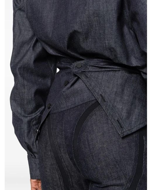 Mugler Gray Asymmetrical Button-Fastening Shirt