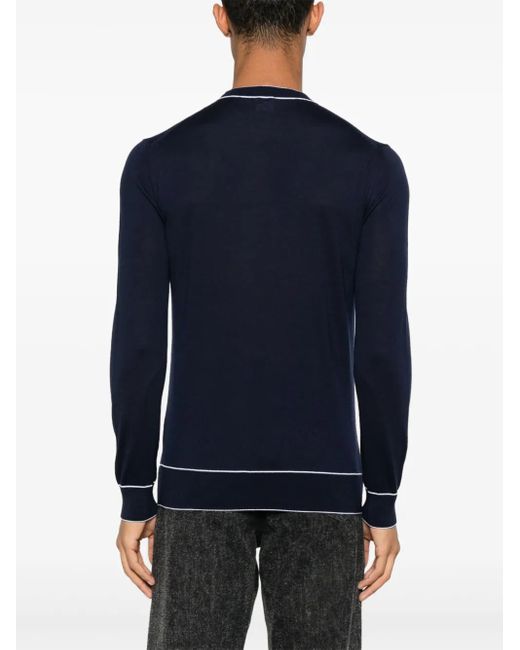 Eleventy Blue Contrasting-Trim T-Shirt for men
