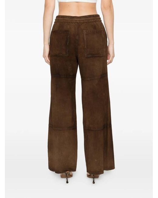 P.A.R.O.S.H. Brown Drawstring Suede Trousers