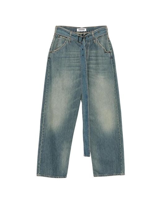 DARKPARK Blue Belted Wide-Leg Jeans